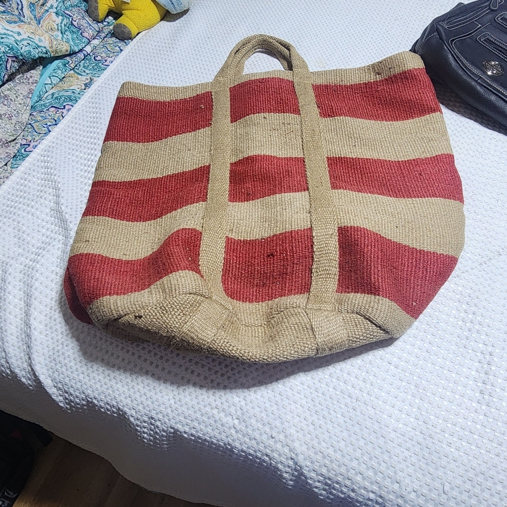 NUKU EUC XXL JUTE HEMP STORAGE  LAUNDRY CLOTHING TOY ETC TOTE